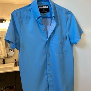 Bang Miami stretch shirt in magnet blue, size XS.